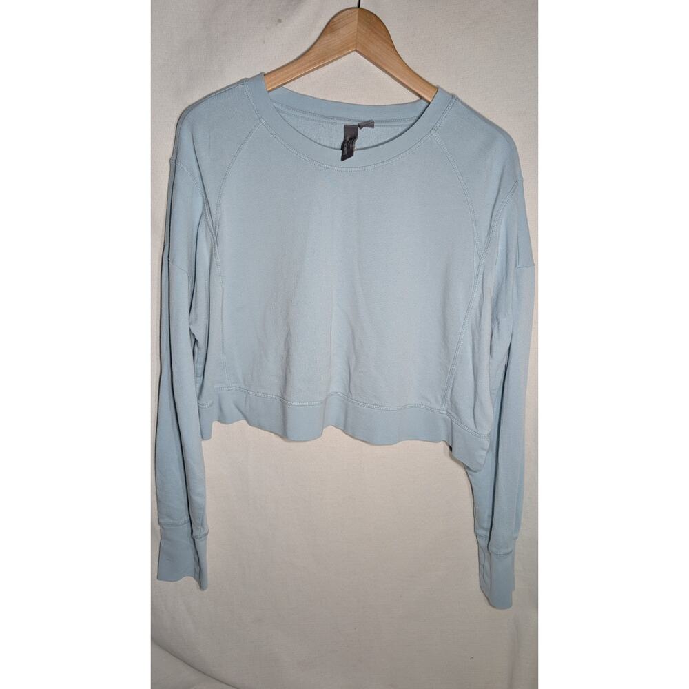 Sweaty Betty Womens After Class Cropped Sweatshirt Sz XL‎ 12 Blue Athleisure